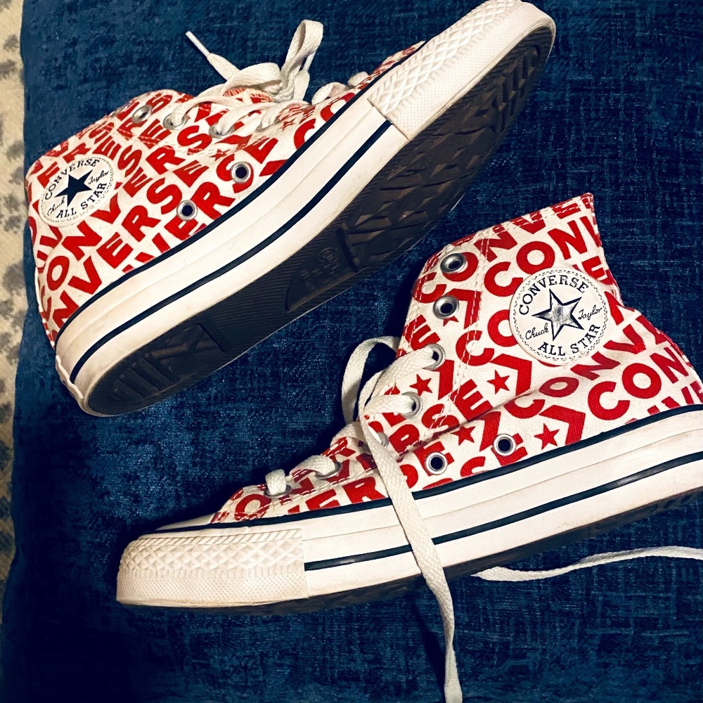 Brand New White with Red Converse